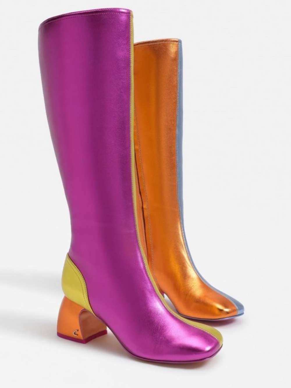 NEW Sam Edelman Metallic Colorblock Knee High Boots | Size 7.5